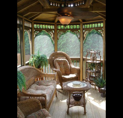 wooden 10 by 16 foot oval gazebo interior