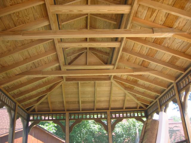 wooden 12 by 18 foot rectangle gazebo ceiling