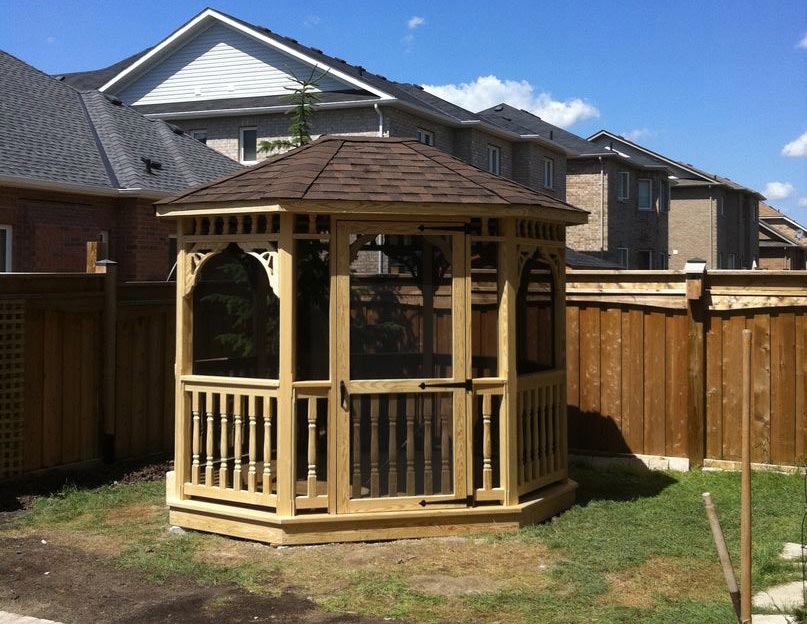 wooden oval gazebo