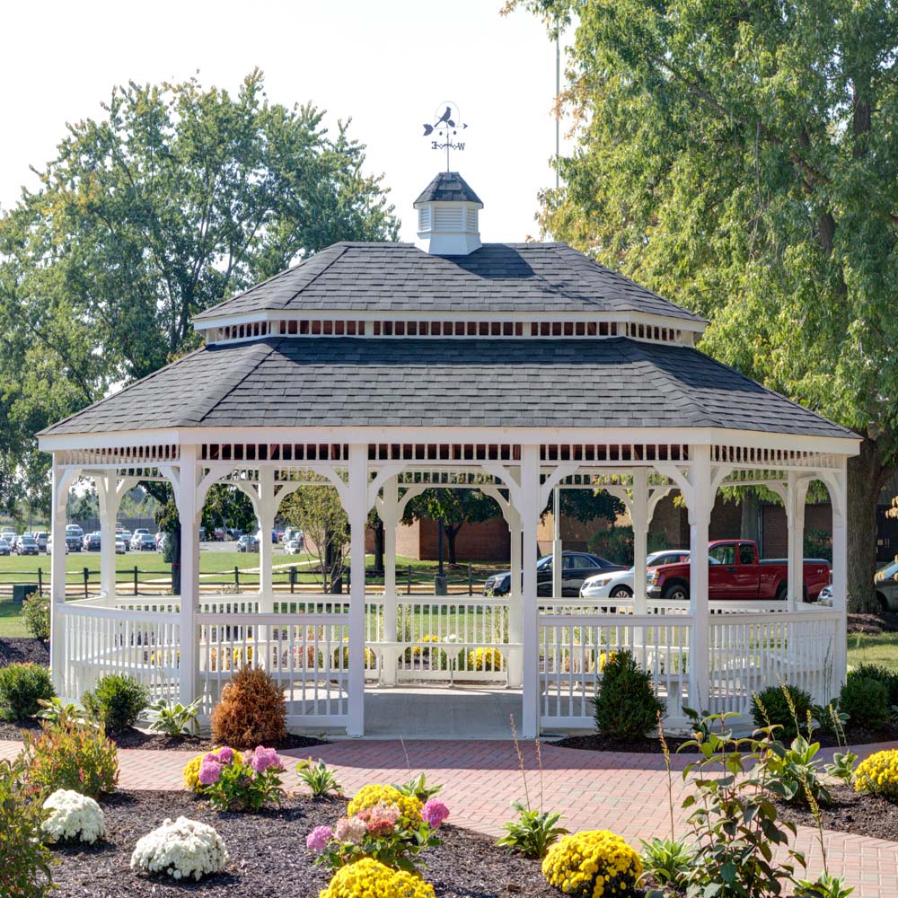 16 by 32 foot white vinyl oval gazebo