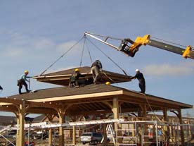 outdoor gazebo double roof installation