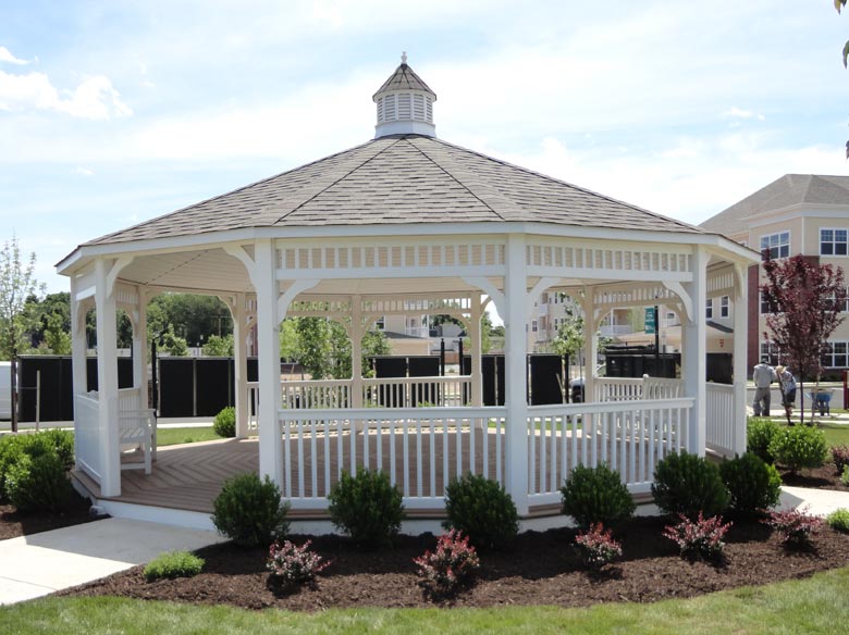 24 foot white vinyl dodecagon gazebo