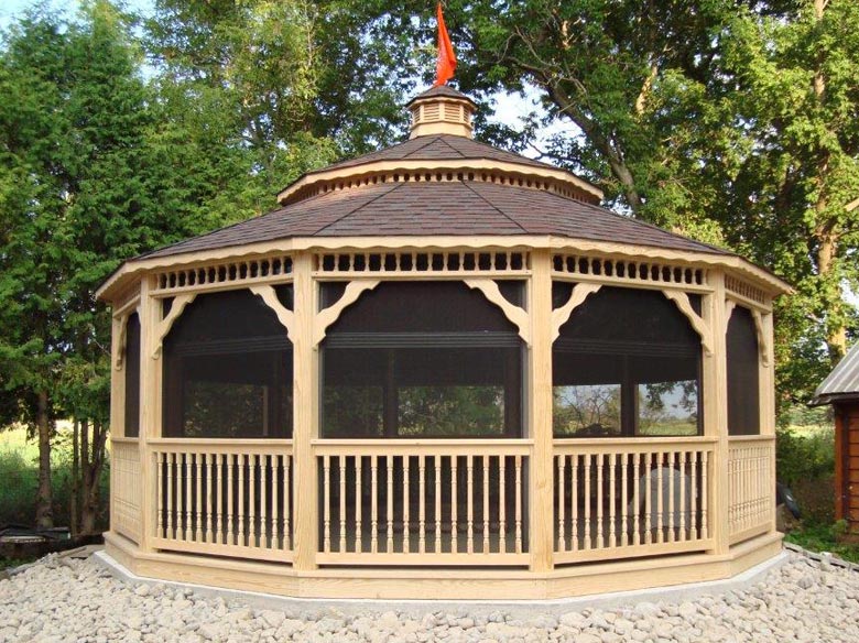 20 foot white wooden dodecagon gazebo