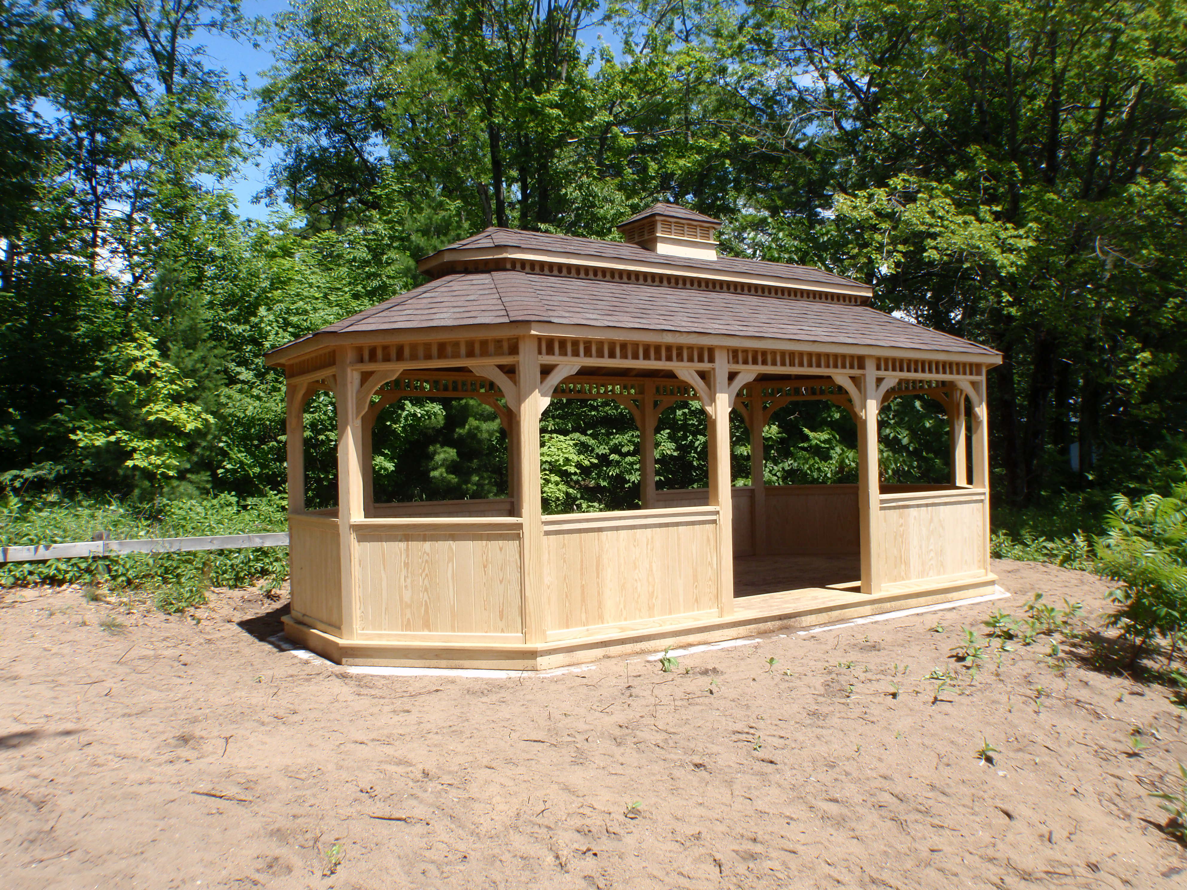 wooden 12 by 24 foot oval gazebo