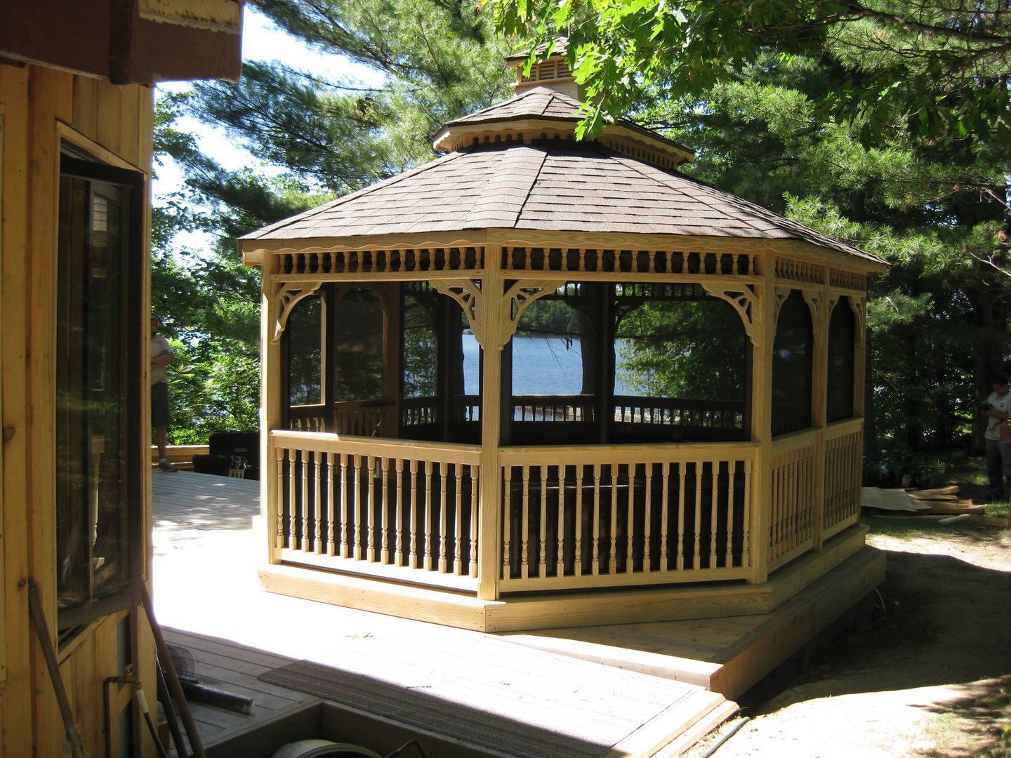 wooden 14 by 16 foot oval gazebo