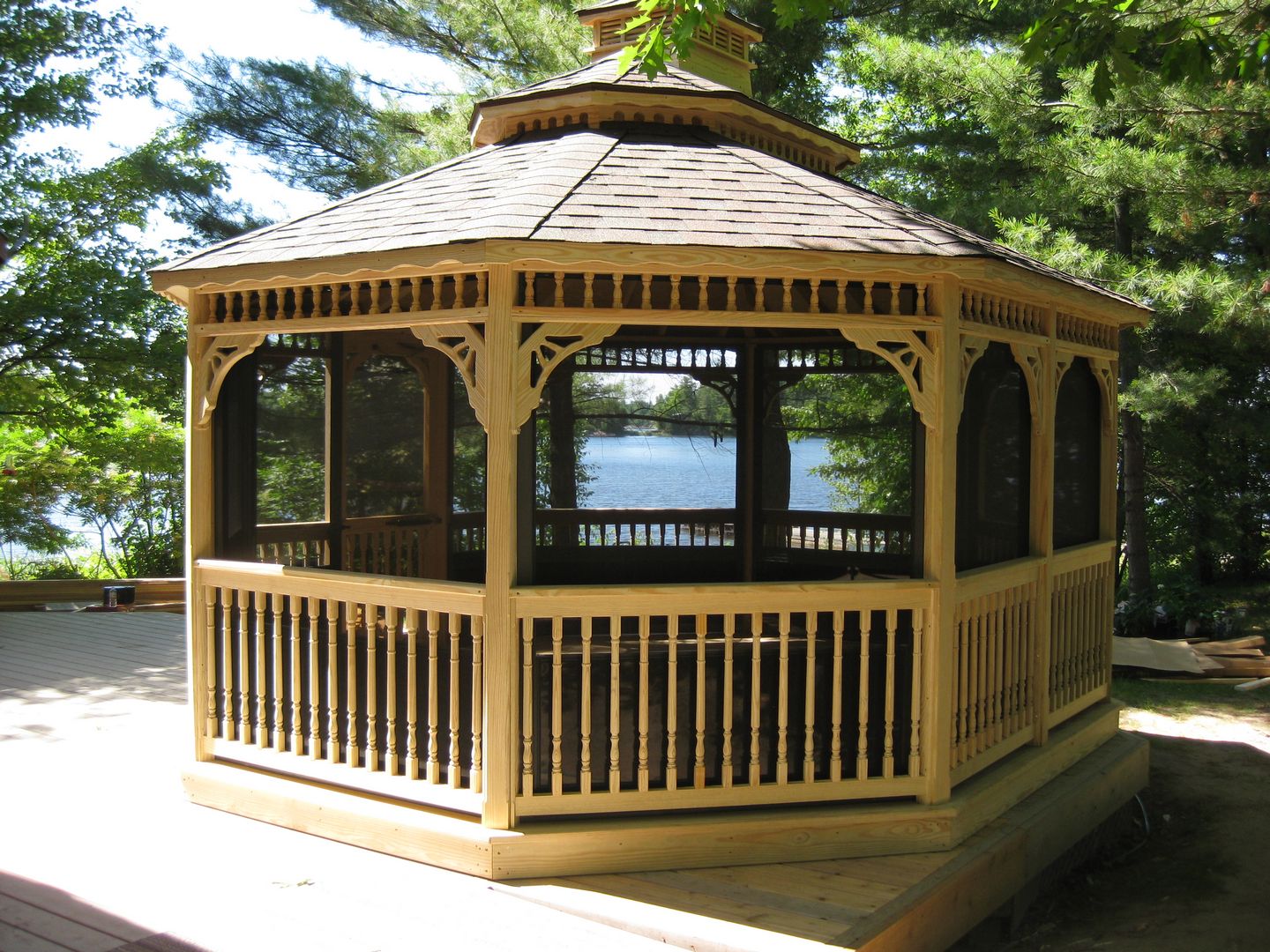 wooden 14 by 16 foot oval gazebo