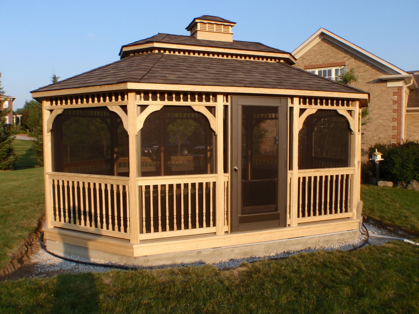 wooden 14 by 20 foot oval gazebo