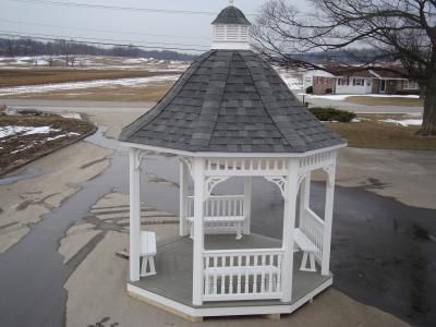 10 foot white vinyl octagon gazebo