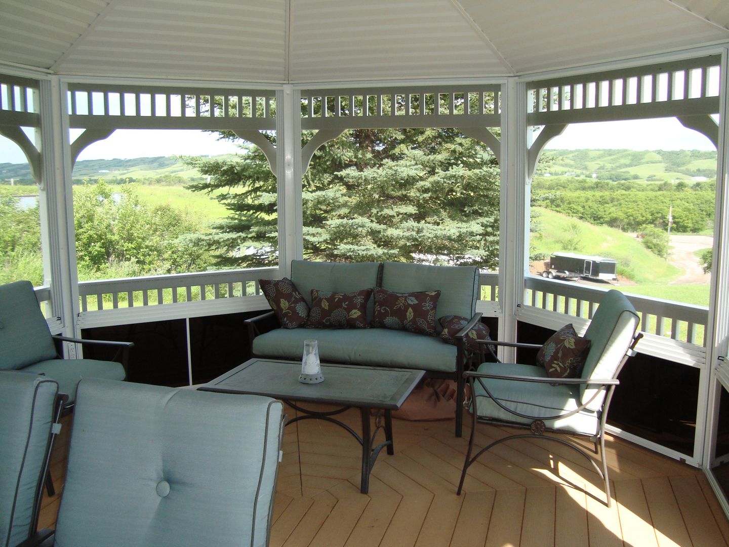 vinyl 14 by 24 foot oval gazebo interior