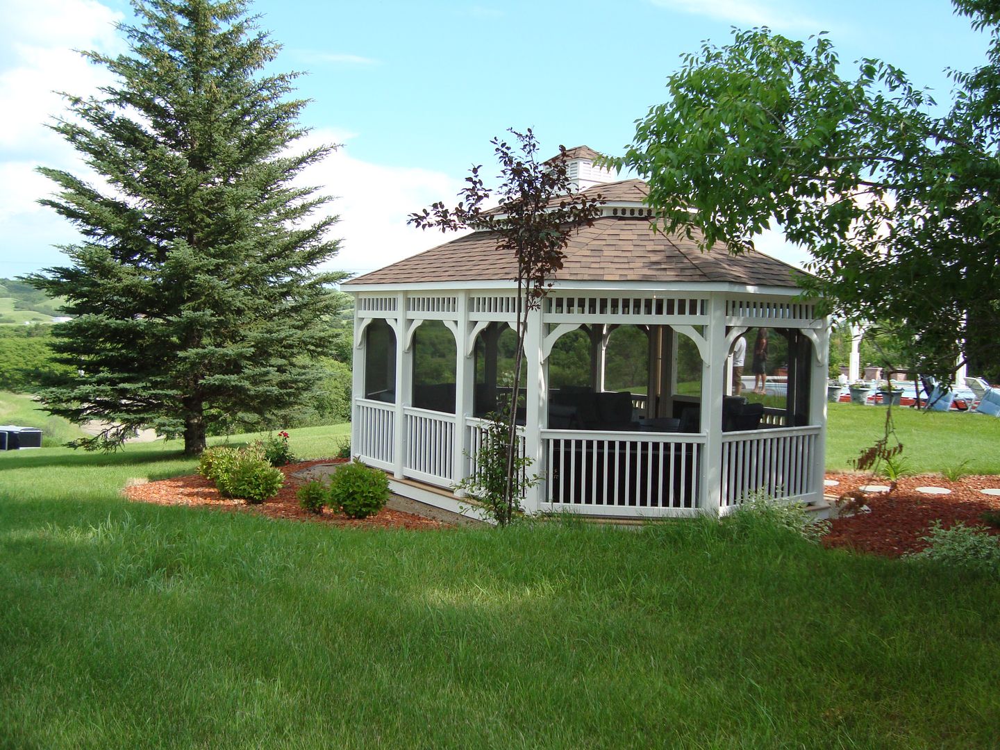 vinyl 14 by 24 foot oval gazebo
