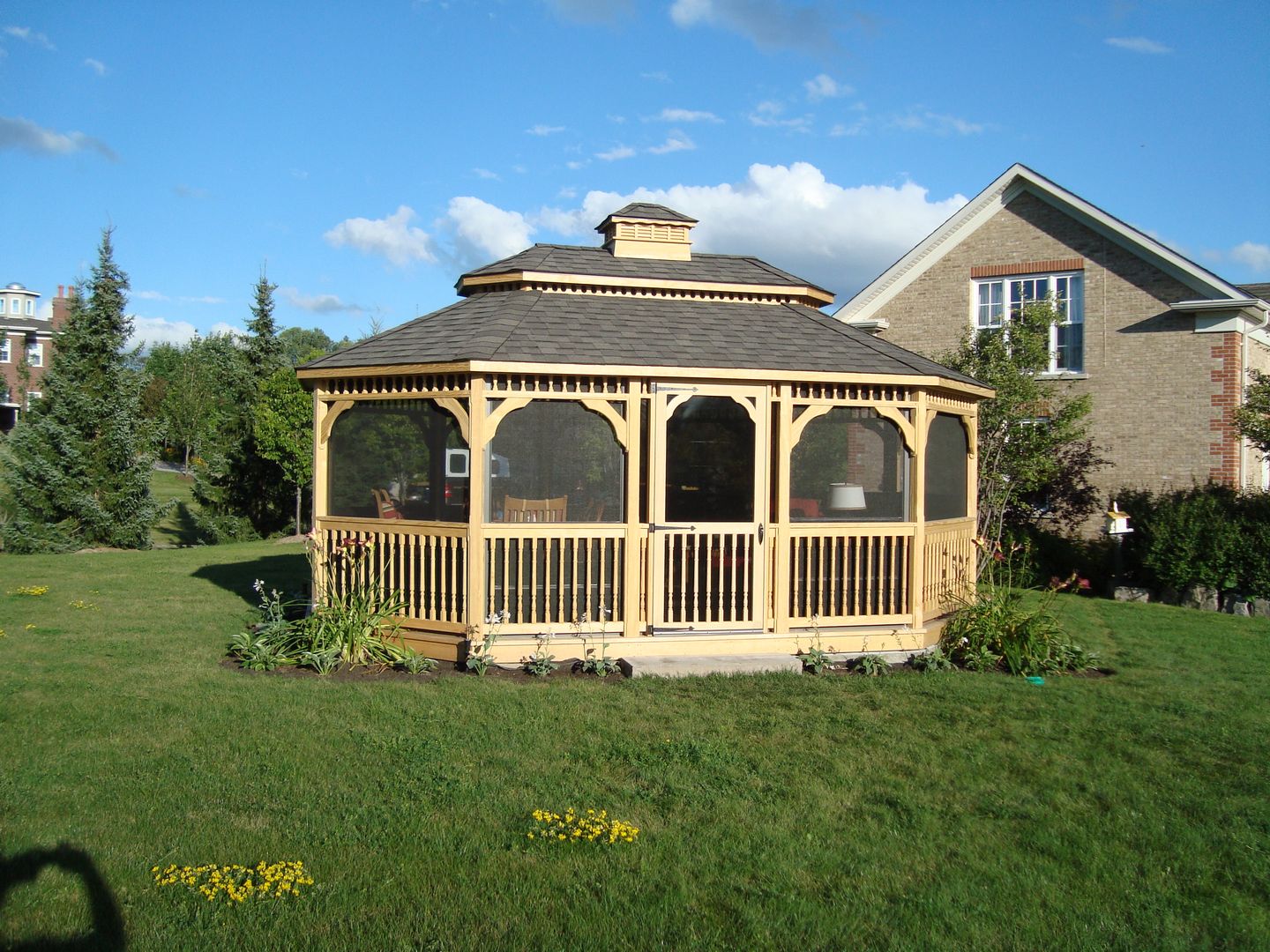 wooden oval gazebo