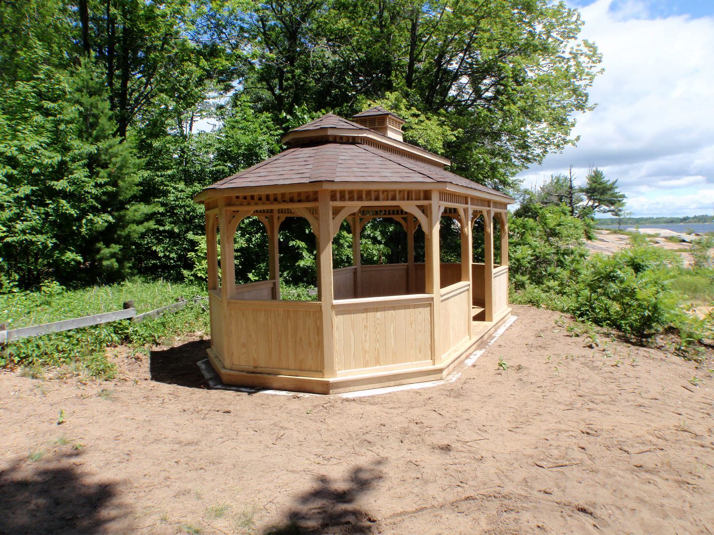 wooden oval gazebo