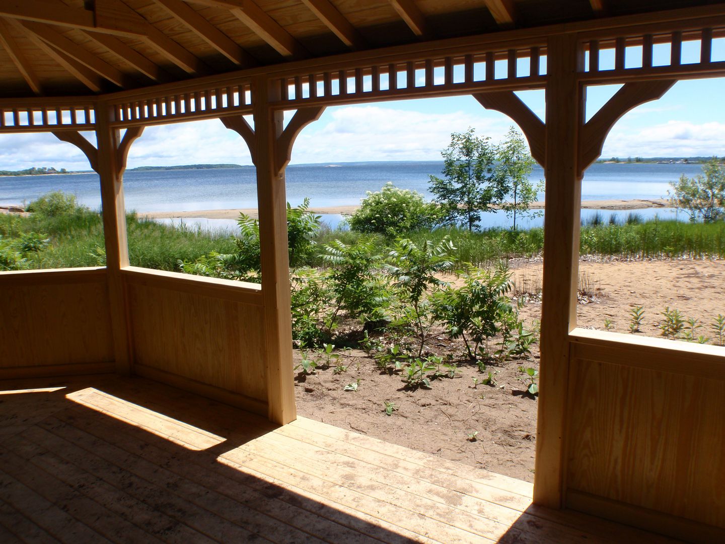 wooden 12 by 24 foot oval gazebo interior
