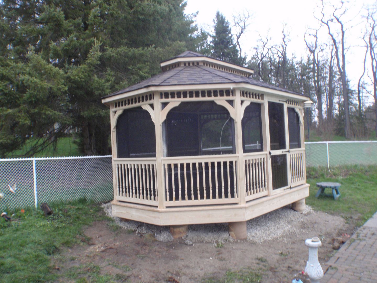 wooden oval gazebo