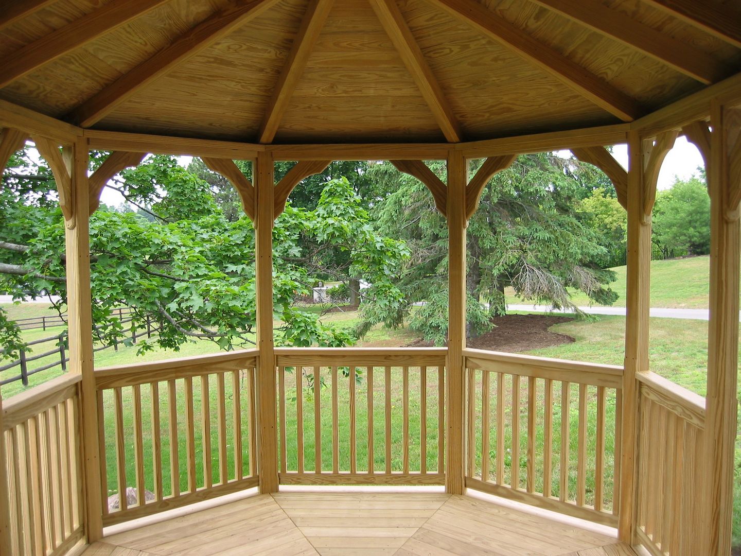 wooden 12 by 16 foot oval gazebo ceiling