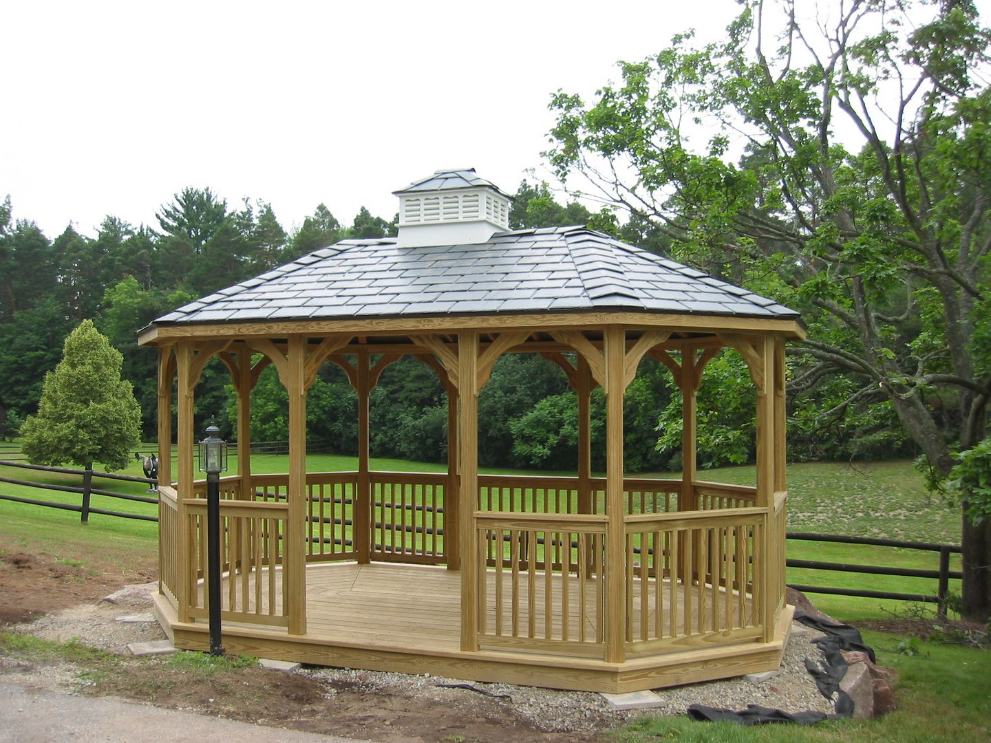 wooden oval gazebo