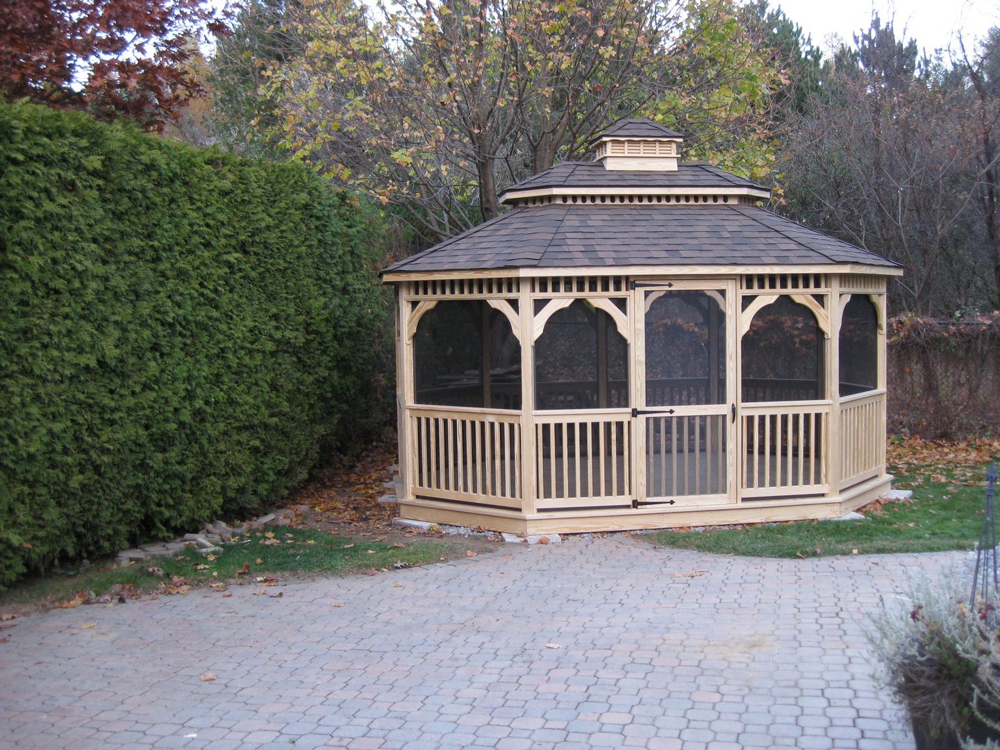 wooden oval gazebo