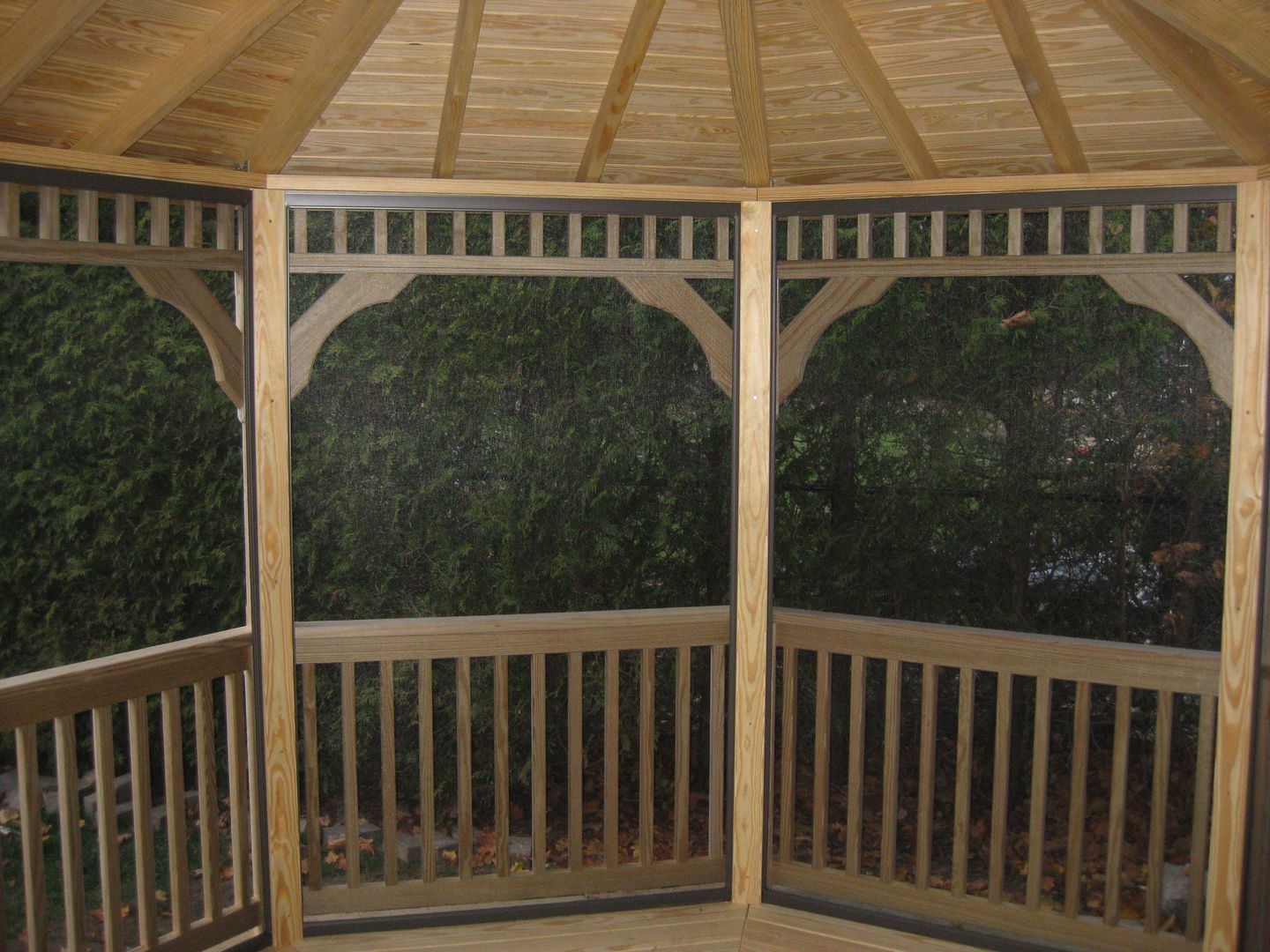 wooden 12 by 16 foot oval gazebo interior