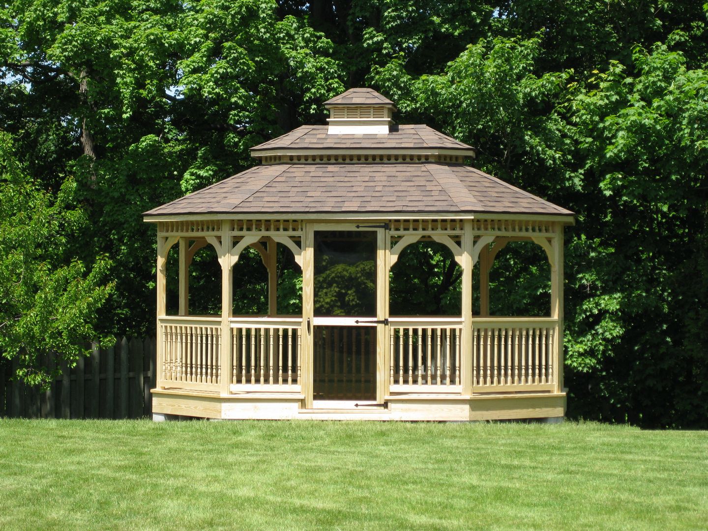 wooden oval gazebo