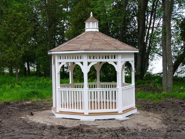 10 foot white vinyl octagon gazebo