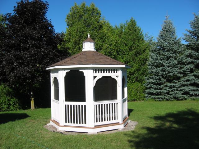 10 foot white vinyl octagon gazebo