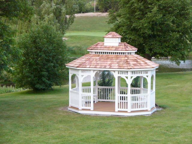 10 by 14 foot wooden oval gazebo