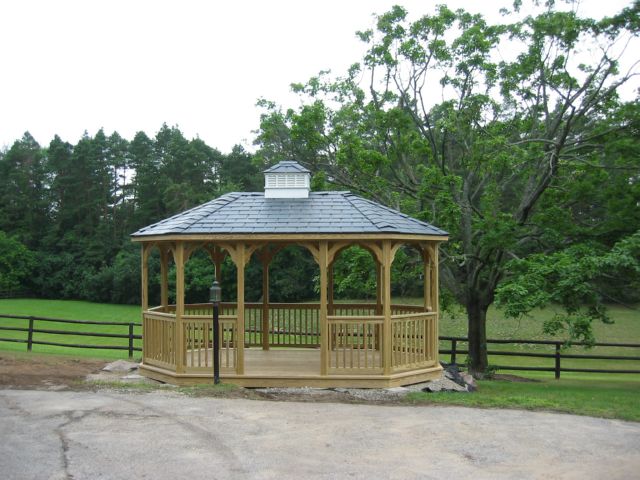 wooden oval gazebo