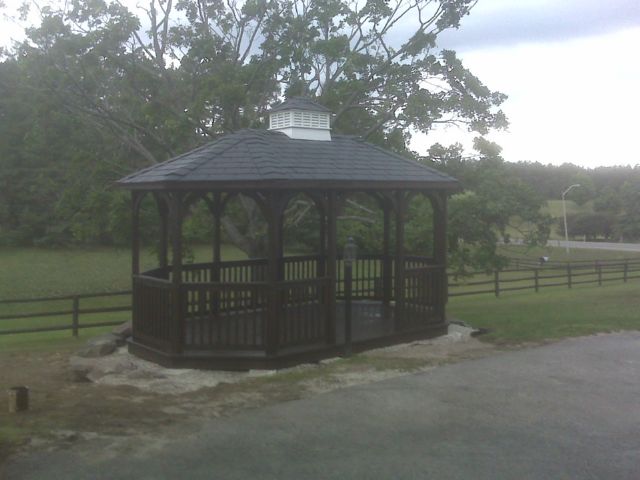 wooden 10 by 16 foot oval gazebo