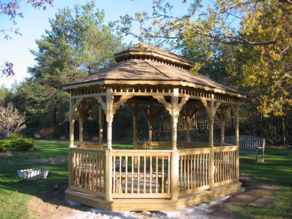 wooden 12 by 14 foot oval gazebo