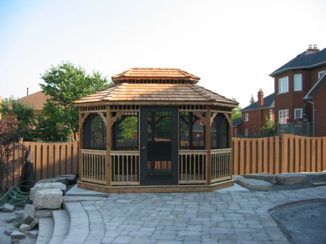 wooden 12 by 14 foot oval gazebo