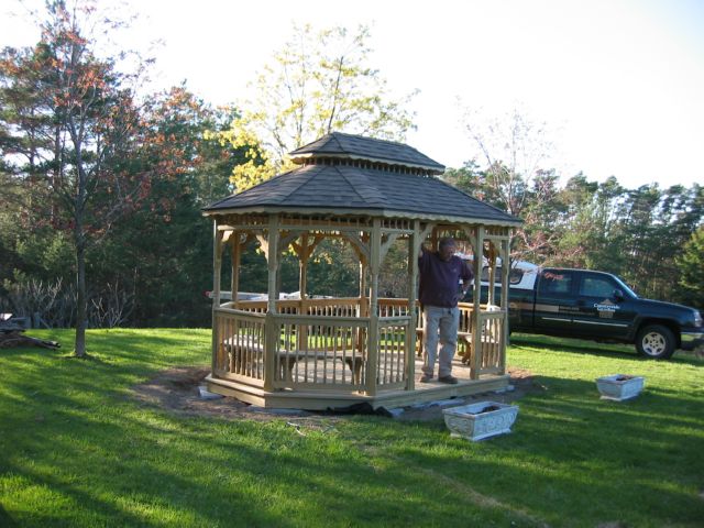 wooden 12 by 14 foot oval gazebo