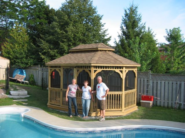 wooden 12 by 16 foot oval gazebo