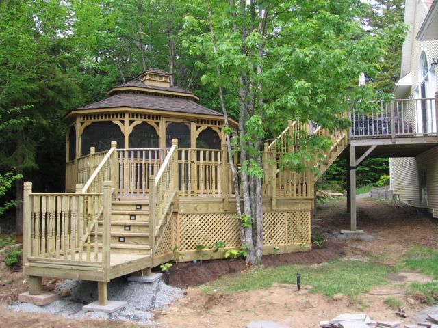 wooden oval gazebo