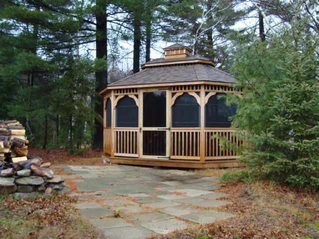 wooden oval gazebo