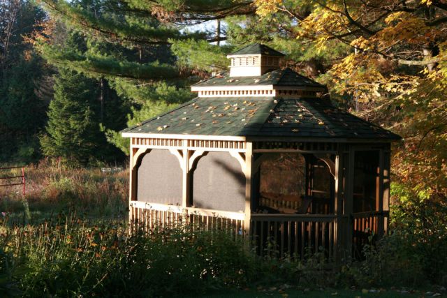 wooden oval gazebo