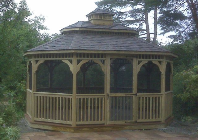 wooden 12 by 16 foot oval gazebo