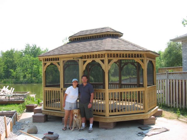 wooden 12 by 16 foot oval gazebo