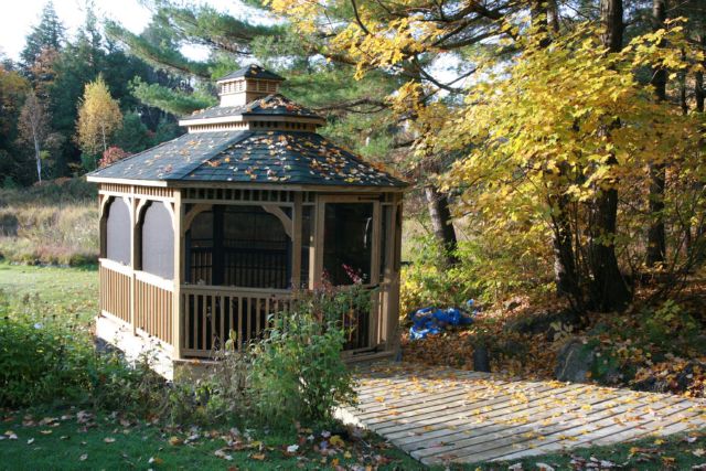 wooden 12 by 16 foot oval gazebo