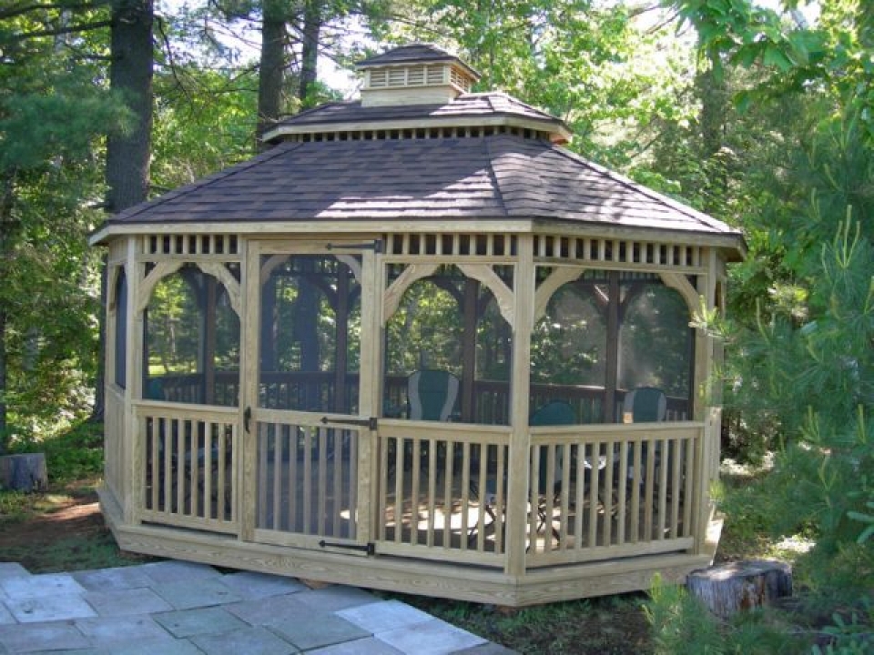 wooden 12 by 16 foot oval gazebo