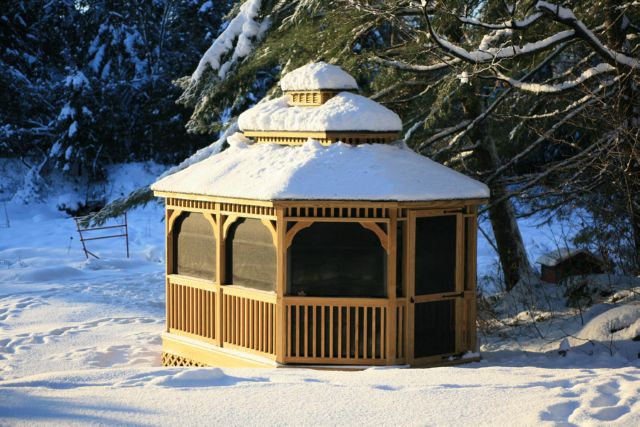 wooden oval gazebo