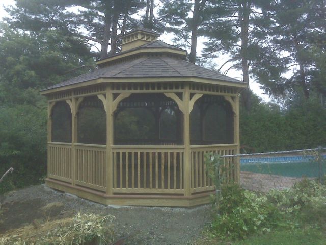 wooden 12 by 16 foot oval gazebo