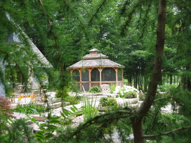 wooden oval gazebo