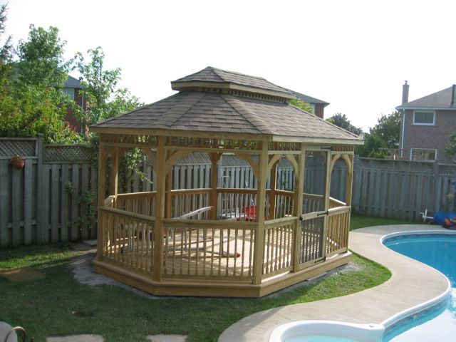 wooden oval gazebo