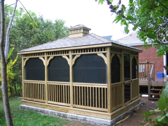 wooden 12 by 16 foot rectangle gazebo