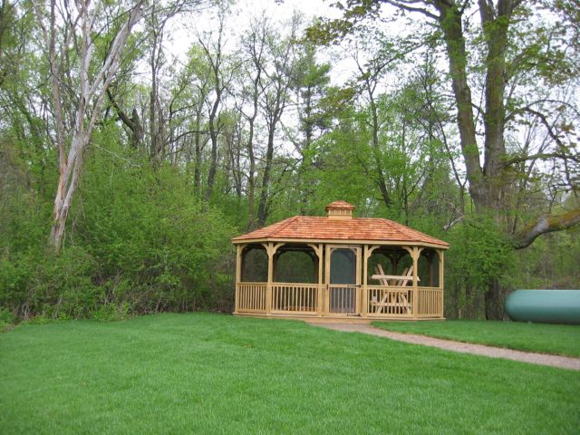 wooden 12 by 18 foot oval gazebo