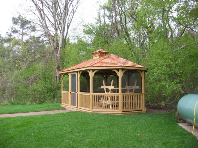 wooden oval gazebo