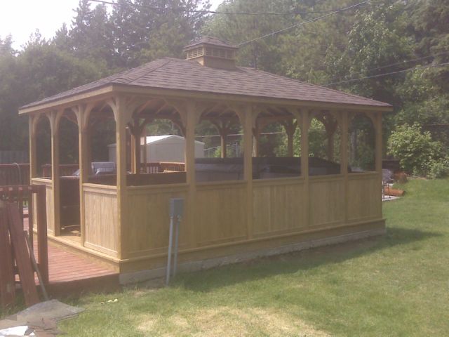 wooden 12 by 20 foot rectangle gazebo