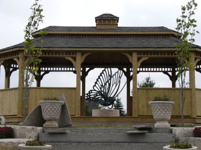 wooden oval gazebo