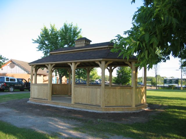 wooden oval gazebo