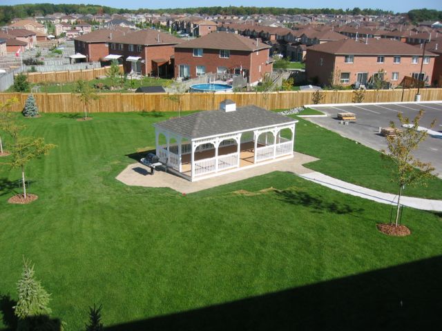 bird's eye view of white vinyl rectangle gazebo